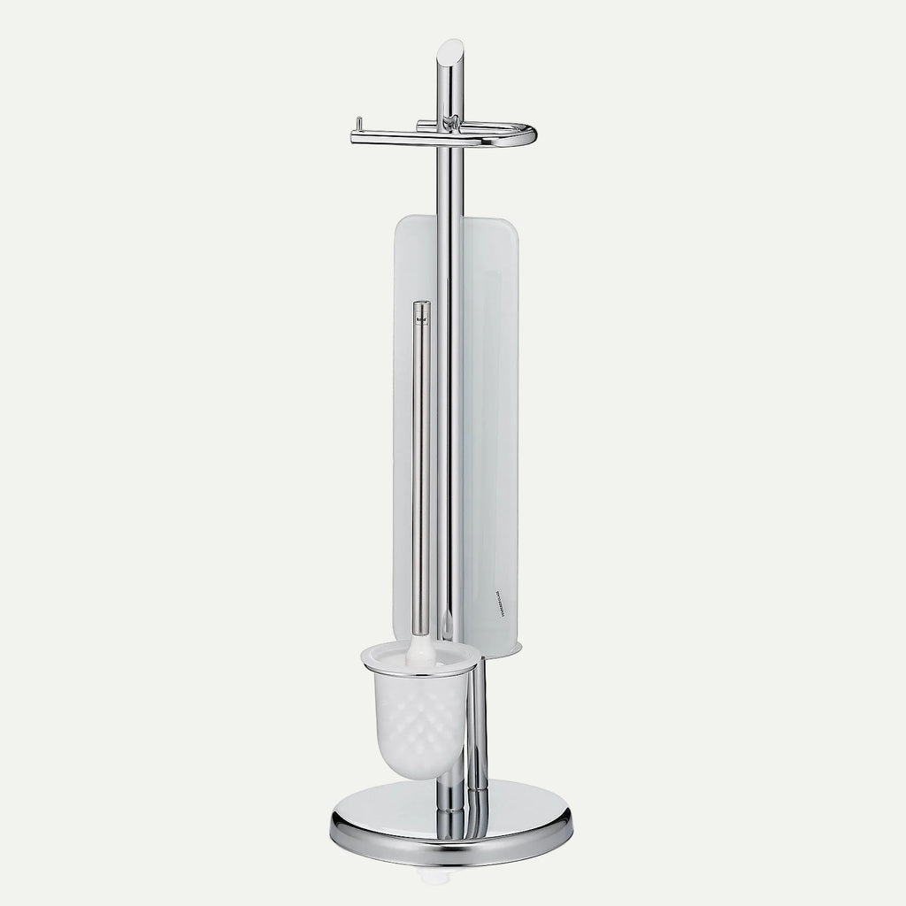 NOVARO toiletset vrijstaand – chroom – borstel & rolhouder
