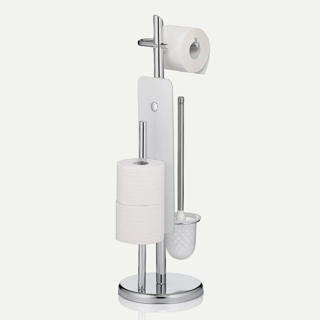 NOVARO toiletset vrijstaand – chroom – borstel & rolhouder