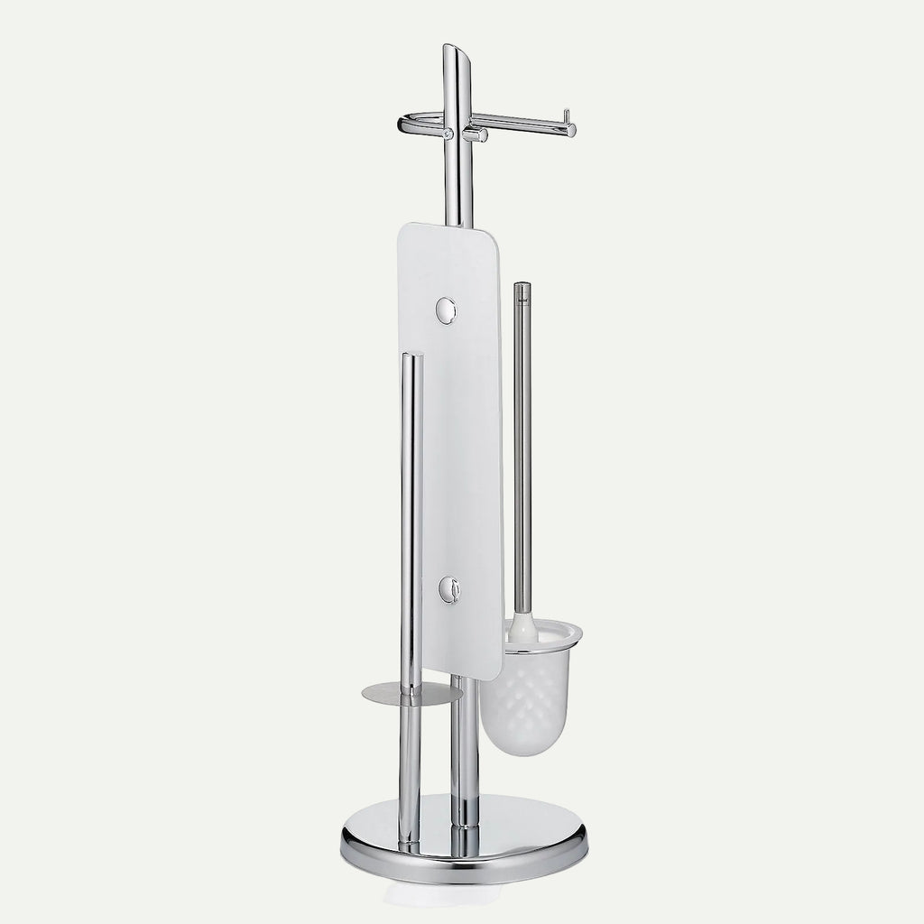 NOVARO toiletset vrijstaand – chroom – borstel & rolhouder
