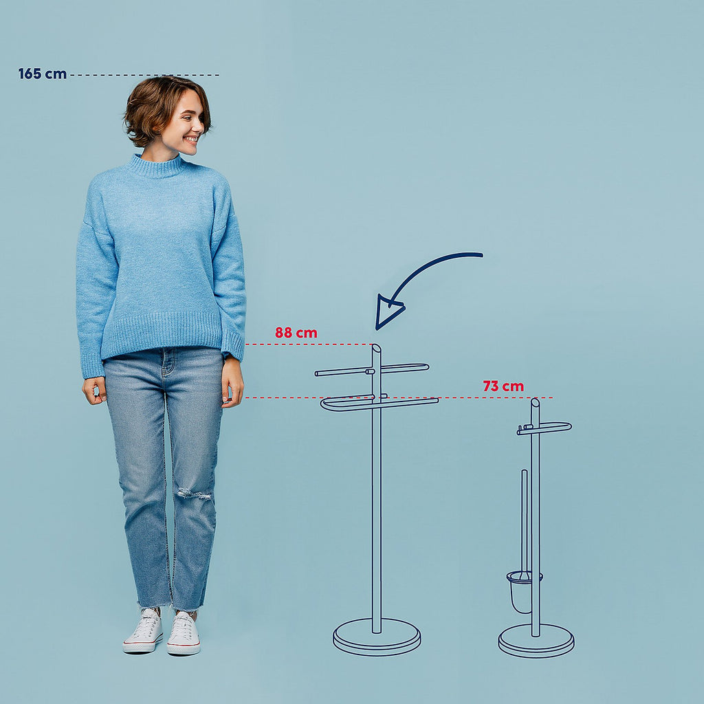KEN handdoekrek vrijstaand 88 cm – verchroomd metaal – modern design