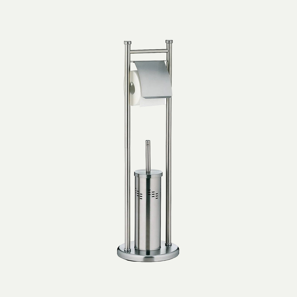 MILANO toiletset 22 x 22 x 77,5 cm – Zilver – Toiletborstel & toiletrolhouder