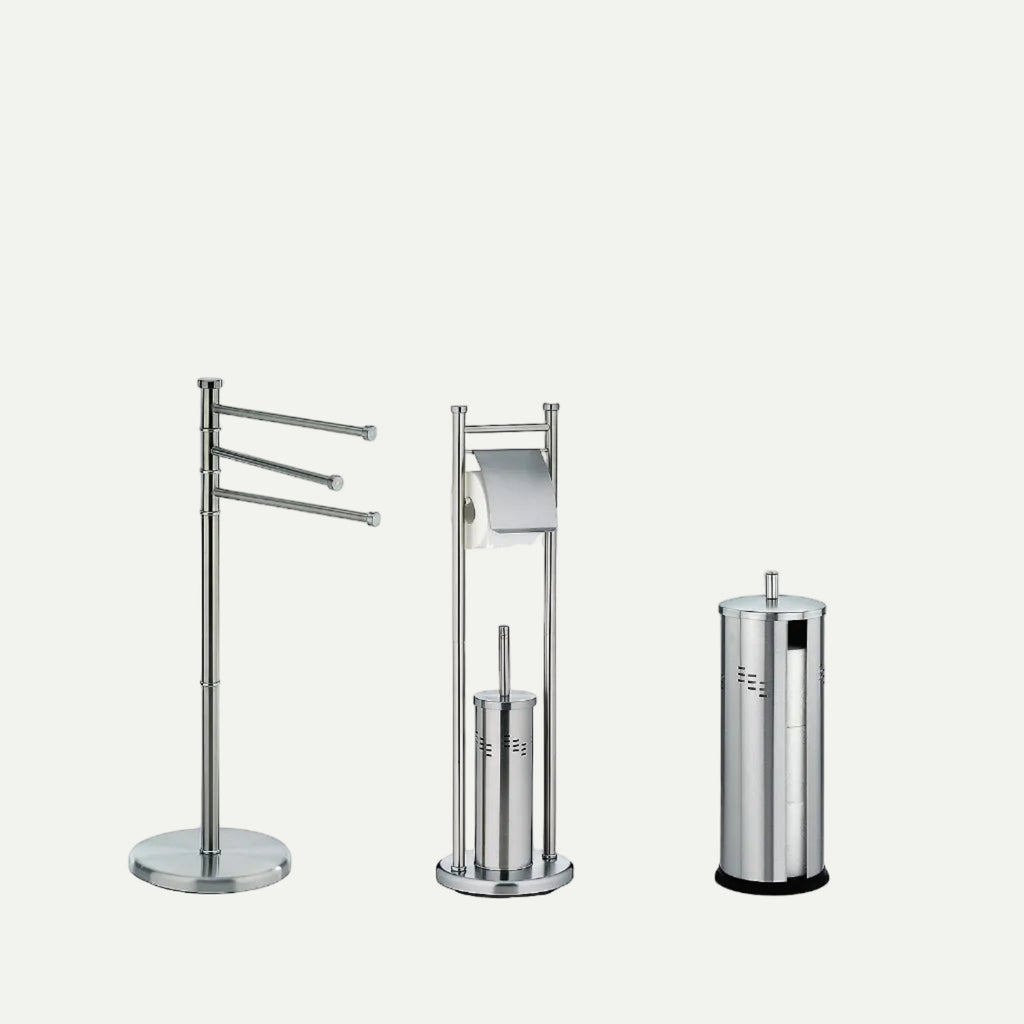 MILANO toiletset 22 x 22 x 77,5 cm – Zilver – Toiletborstel & toiletrolhouder