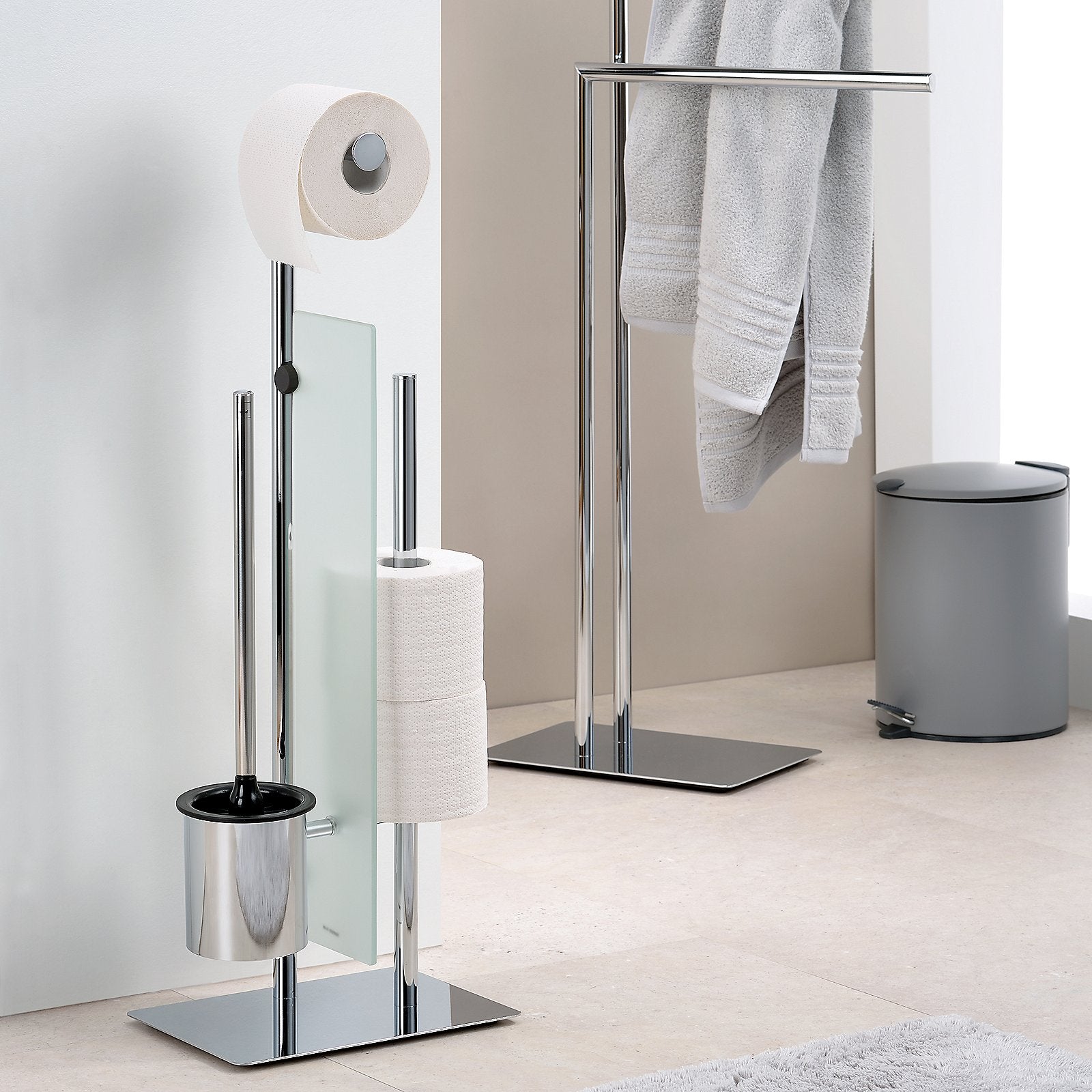 VELTRA toiletset vrijstaand – chroom – met reserve rolhouder