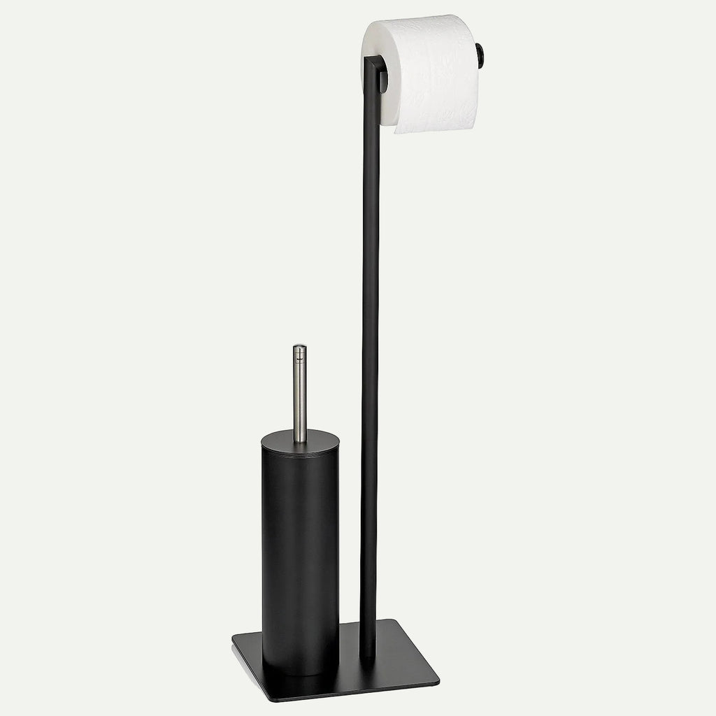 BERLIN toiletset 20x20x71 cm – Zwart mat – Toiletborstel & toiletrolhouder