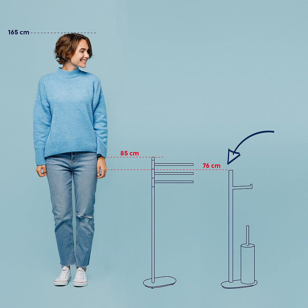 LUCIDO toiletset 13x25x76,5 cm – RVS hoogglans – Toiletborstel & toiletrolhouder