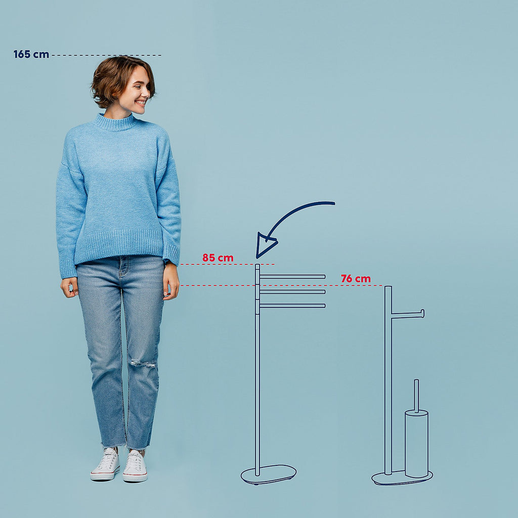 LUXORA staande handdoekhouder 91 cm – RVS 18/10 – vrijstaand design