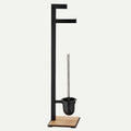 COPENHAGEN toiletset 20x20x82 cm – Zwart & eiken – Toiletborstel & toiletrolhouder