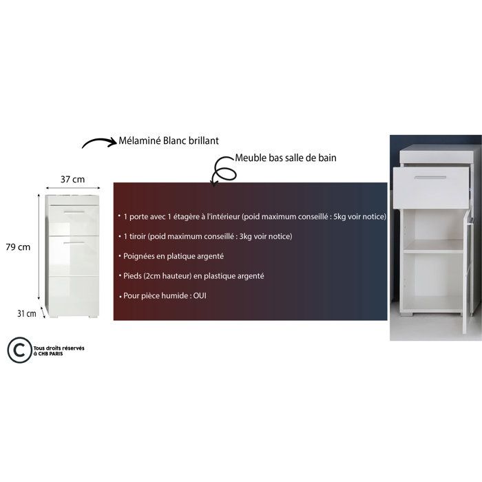 AMSTERDAM badkameronderkast - 37 x 31 x 79 cm