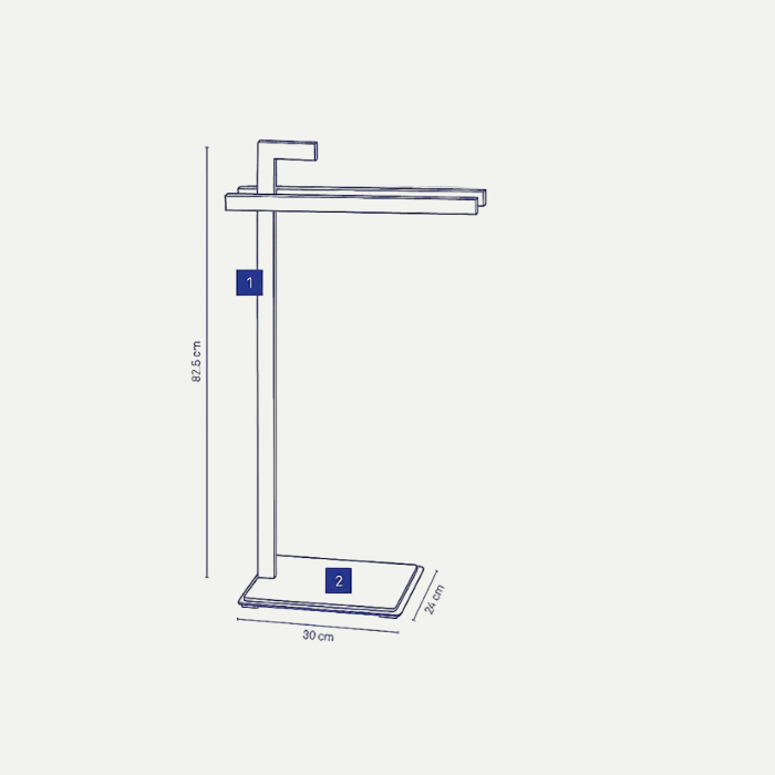 ORVEO handdoekrek vrijstaand 82,5 cm – zwart met eiken accenten