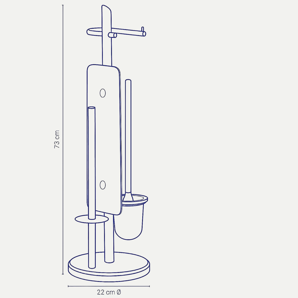NOVARO toiletset vrijstaand – chroom – borstel & rolhouder