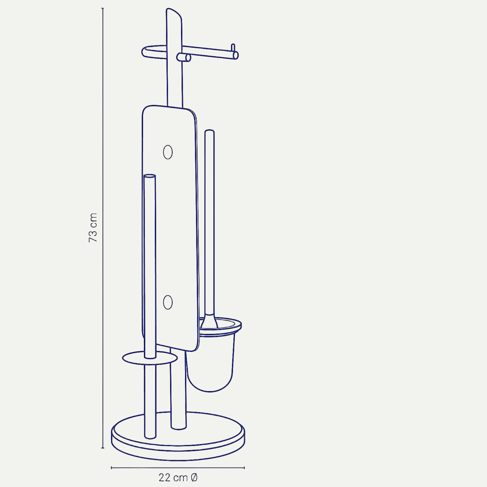 NOVARO toiletset vrijstaand – chroom – borstel & rolhouder