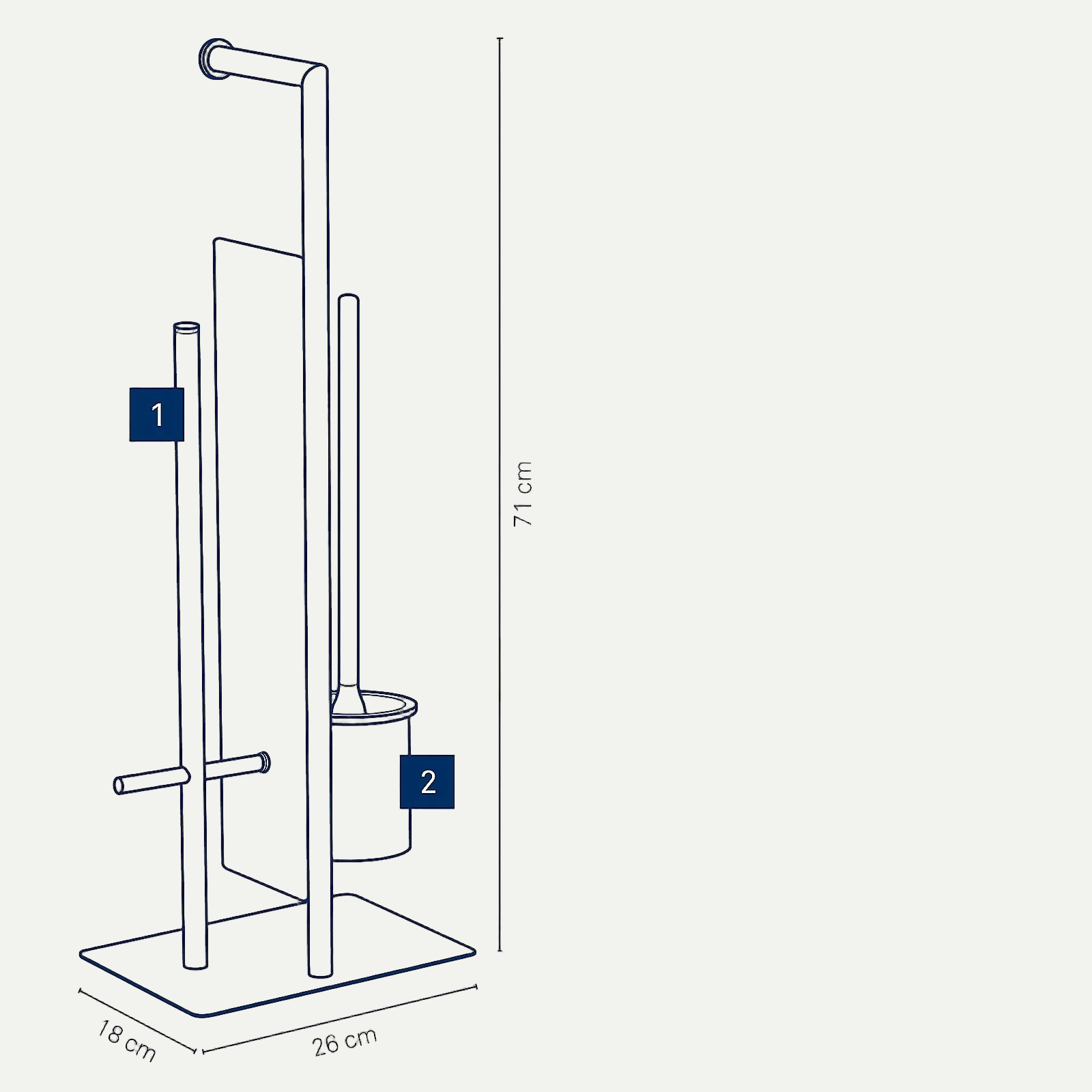 VELTRA toiletset vrijstaand – chroom – met reserve rolhouder