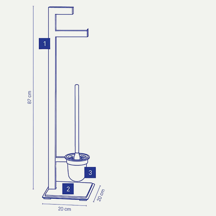 COPENHAGEN toiletset 20x20x82 cm – Zwart & eiken – Toiletborstel & toiletrolhouder