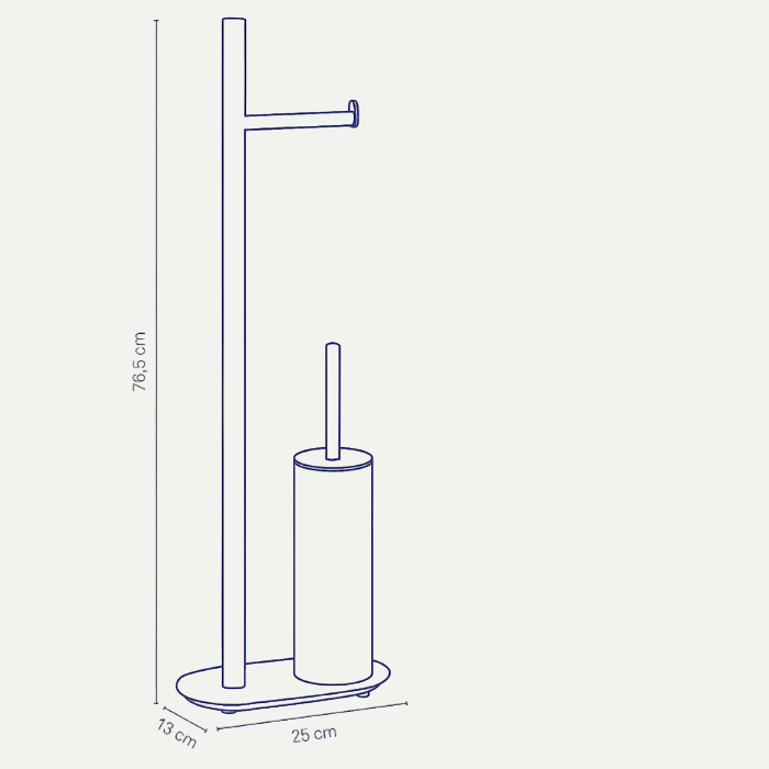 LUCIDO toiletset 13x25x76,5 cm – RVS hoogglans – Toiletborstel & toiletrolhouder